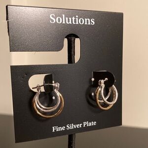 Solutions Two-Tone Silver and Gold Hoop Earrings